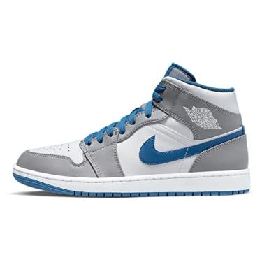 Imagem de Nike Tênis infantil Air Jordan 1 Mid, Cinza cimento/branco-azul verdadeiro, 18