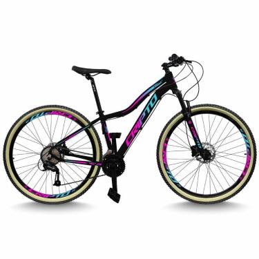 Imagem de Bicicleta Aro 29 Cripto 24 Marchas Freio Disco C/suspensão Pneu Bege - Preto/azul E Rosa - 17" Preto/azul E Rosa