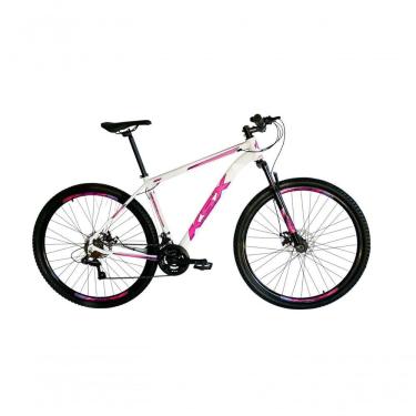Imagem de Bicicleta Aro 29 Ksx Sd7 21v Cabos Internos Alumínio Freios A Disco Garfo Suspensão Branco Rosa Violeta Tamanho 15