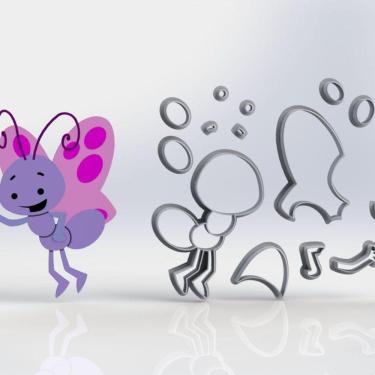 Imagem de Cortador Borboleta Galinha Pintadinha Modular Tamanho 10Cm