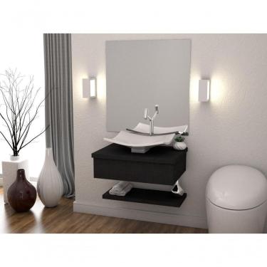 Imagem de Conjunto Bancada C-cuba F44 E Prateleira Metrópole 605 Nogal Preto ônix