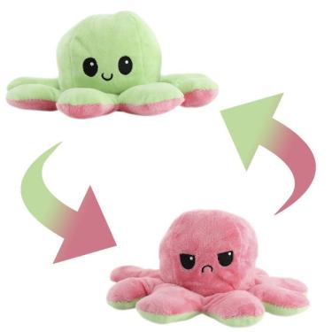 Imagem de Polvo De Pelúcia Colorido Reversível -Verde E Salmão