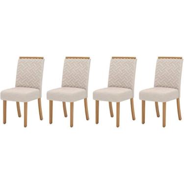 Imagem de Cadeira Sala de Jantar Malu Kit 4 Un Nature/Veludo Light Linho - Henn