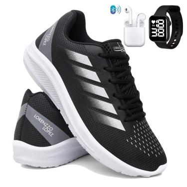 Imagem de Tênis Para Academia e Corrida Super Leve e Macio Caminhada Confortável com Relógio e Fone-Masculino