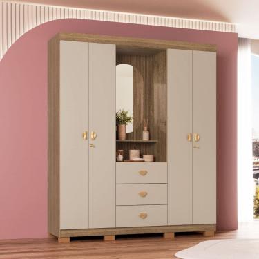 Imagem de Guarda-roupa de Solteiro Capelinha Aurora Marrom/Cinza