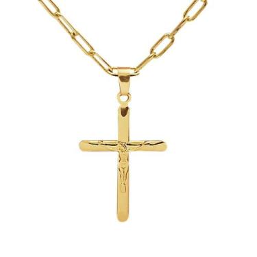 Imagem de Corrente Cordão Masculino Cartier 60Cm + Pingente Crucifixo - Mimoo Jo