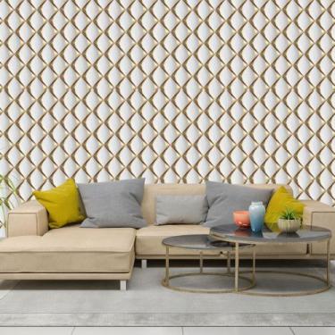 Imagem de Papel de Parede Adesivo Autocolante Decorativo Losango Dourado 3D 10 M