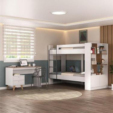 Imagem de Quarto Juvenil completo Zest com Beliche e Escrivaninha 2 Gavetas Bran