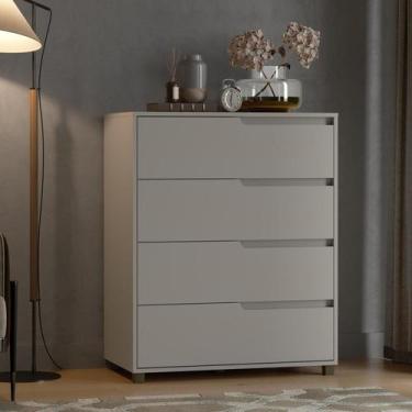 Imagem de Cômoda em Mdf com 4 Gavetas 80cm X 104cm X 45cm Monet Cinza - Casamia