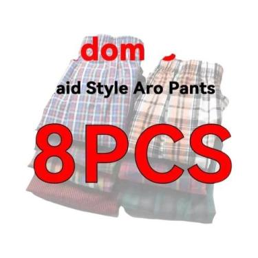 Imagem de Cuecas Boxer Masculinas De Algodão Xadrez Confortáveis E Respiráveis C