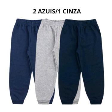 Imagem de Kit 3 Calças Moletom Peluciado 100% Algodão Infantil Juvenil 4 ao 16 T