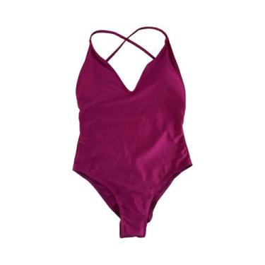 Imagem de Maiô Feminino Sexy Acolchoado De Uma Peça, Cor Sólida, Roupa De Praia 