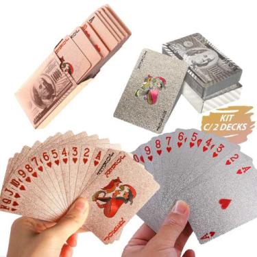 Imagem de Kit 02 Maços Decks Cartas Baralho Criativo Folheado Poker Truco Plásti