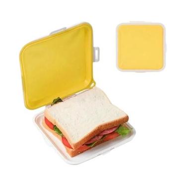 Imagem de Lancheira De Silicone Para Viagem, Recipiente Para Sanduíches Com Tamp