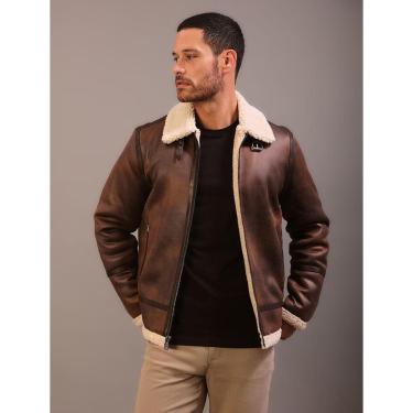 Imagem de Jaqueta Masculina Suede Com Pelo Calvin Klein - Marrom-Masculino