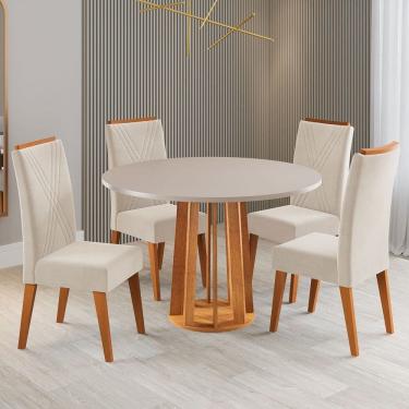 Imagem de Mesa de Jantar 4 Lugares Foster Marrom/Blonde/Pastel - Viero Móveis