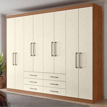 Imagem de Guarda-Roupa Casal Belize 8 Portas 6 Gavetas Jatoba/Areia - Pnr Móveis