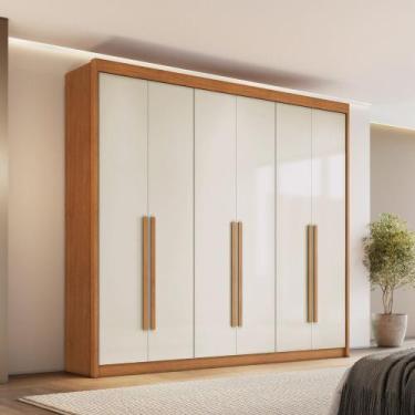 Imagem de Guarda Roupa Casal 6 Portas MDF Santiago Conquista Móveis, Cinamomo/Of