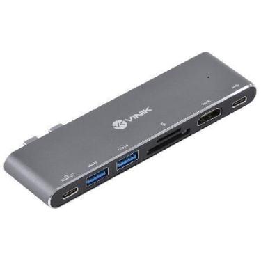 Imagem de Hub Usb Tipo-c 7 Em 2 - 2x Usb 3.0 + Leitor De Cartão Sd Tf + Hdmi + T