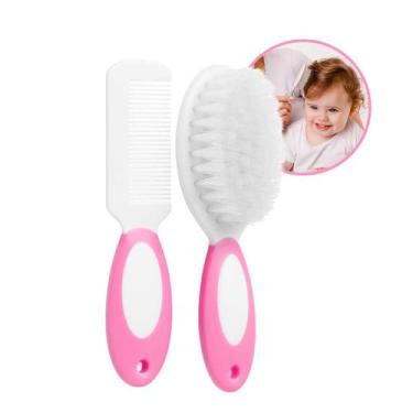 Imagem de Kit Escova E Pente Cabelo Bebê Infantil Cerdas Macias Menino Menina - 