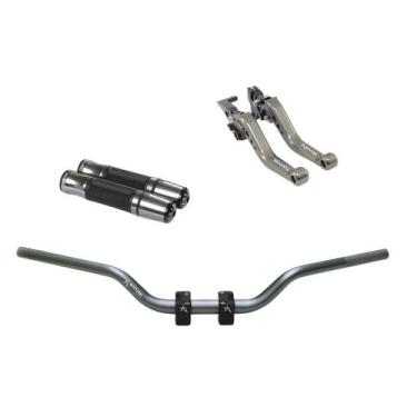 Imagem de Kit Manete Manopla Guidão Adaptador Yes 125 Intruder 125 Riva - NoBran