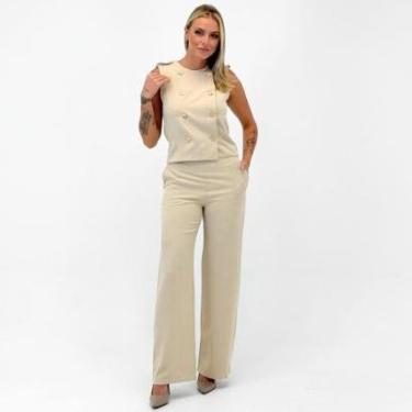 Imagem de Conjunto Analiss Shine Alfaiataria Blusa Regata e Calça Wide Leg Feminina-Feminino