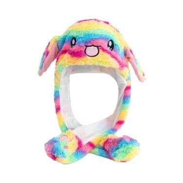 Imagem de Gorro De Inverno Feminino Com Orelhas De Coelho, Boné De Pelúcia Engra