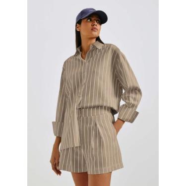 Imagem de Shorts Feminino Em Alfaiataria Com Linho - Hering, 036, Marrom