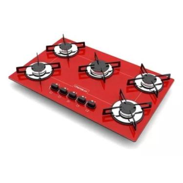 Imagem de Cooktop 5 Bocas Vermelho Chamalux Ultra Chama com Mesa de Vidro Temper