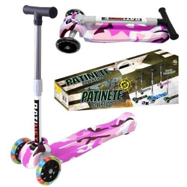 Imagem de Patinete Grafitado Rosa Meninas 3 Rodas Luz Freio Até 45kg - Toy King