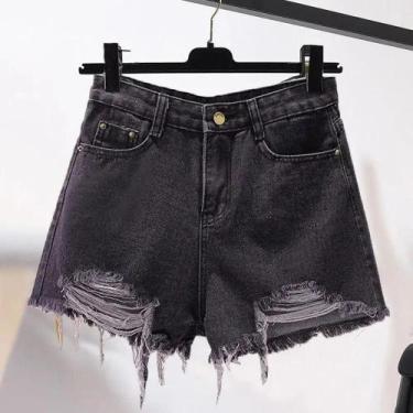 Imagem de Shorts Jeans Desfiados com Cintura Alta - Estilo Coreano Y2K para Mulh