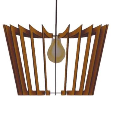 Imagem de Luminária Teto Tipo Pendente Coroa Mdf Completa - Cor:mdf Marrom - LEN