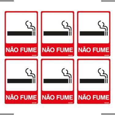 Imagem de Combo 6 Placas De Sinalização Proibido Fumar 15x20 Ekomunike - P-28 F9