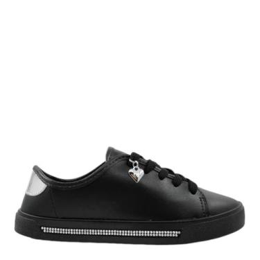 Imagem de Tênis Infantil Menina Casual Retro com Strass Recorte Metalizado Molek