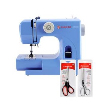 Imagem de Kit Mini Máquina de Costura M1005 + Tesoura 7" Tecido e Tesoura Multiuso Preta Bivolt