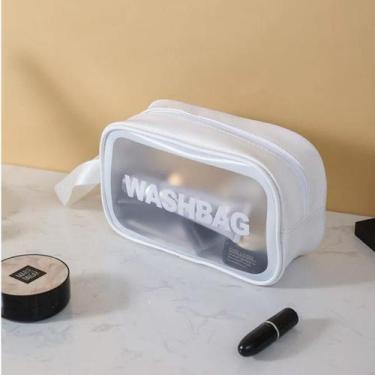 Imagem de Necessaire Transparente Feminina Pequena Viagem Linda - ALWY, Branco
