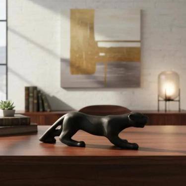 Imagem de Enfeite Decorativo Leopardo Preto Dourado Escultura - Decoração Elegan