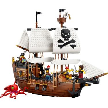 Imagem de Brinquedo de Construção Navio Pirata Icônico 3 em 1 com Compartimento Secreto e Monstro Marinho Branco Lego