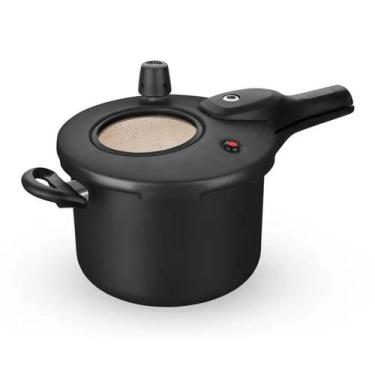 Imagem de Panela de Pressão Superior Com Fech. Externo Preto/Bege com Visor 4,5L