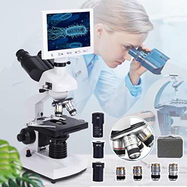 Imagem de Binocular Electronic Microscopes, 200X-15000X Compound Student Microscope with 4 Objectives (4X, 10X, 60X, 100X) & 2 Eyepieces (50X*2), HD Display, for Elementary, Junior Science Experiments