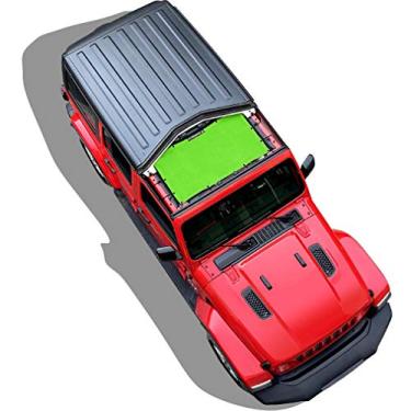 Imagem de Shadeidea Protetor solar para Jeep Wrangler JL Unlimited 2 portas e 4 portas frente verde tela protetor solar JLU SAHARA RUBICON SPORT S MOAB capa superior UV bloqueador com bolsa de captura - 10 anos de garantia