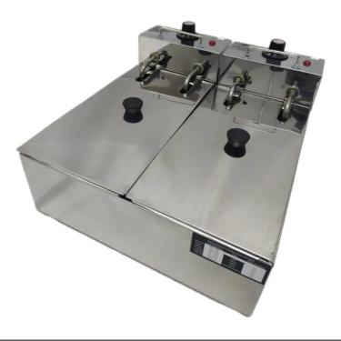 Imagem de Fritadeira Elétrica Fritador a Oleo Industrial Profissional de 6 Litros com 2 Cubas em Aço Inox 220v - First