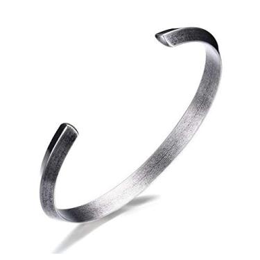 Imagem de Pulseira Bracelete Viking De Aço Envelecido Cinza Masculino Vintage Moda Nórdica Ragnar Thor