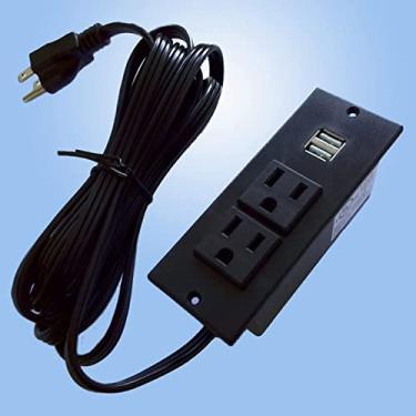 Imagem de Faixa de alimentação embutida para conferência de ilhós de mesa tomada de tomada de tomada de mesa 2 soquetes e 2 portas USB cabo de alimentação de extensão de 9,85 pés, listado no ETL