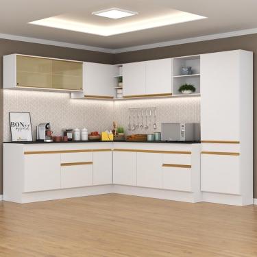 Imagem de Cozinha Completa de Canto com Rodapé Veneza Multimóveis MP2100 com Armário e Balcão Branca