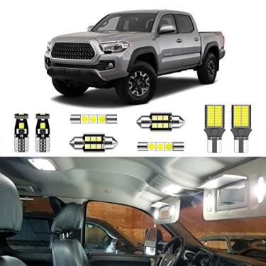 Imagem de LIGHSTA Kit de luz interior de LED branco super brilhante com 11 peças para Toyota Tacoma 2016 2017 2018 2019 2020 2021 + luzes de placa de carro + luzes de ré e ferramenta de instalação