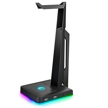 Imagem de IFYOO Suporte de fone de ouvido RGB para jogos com 2 portas USB, suporte de fone de ouvido de jogos para PC, Xbox One, PS4, interruptor, suporte de fone de ouvido, ótimo para estações de jogos,