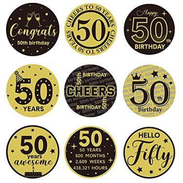 Imagem de Tenare 504 peças de 50 anos de decoração de festa de aniversário 50 anos adesivos de 50 anos para decoração de festa de aniversário