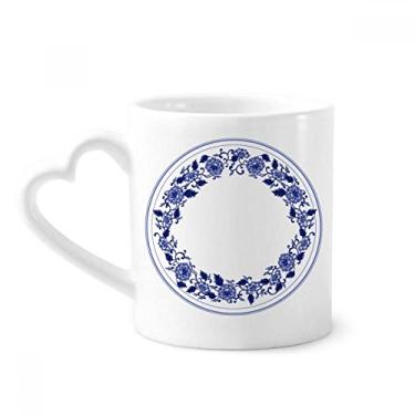 Imagem de Caneca de flores azuis cultura chinesa café cerâmica copo de coração de vidro