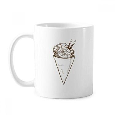 Imagem de Chopsticks Caneca de sorvete de cone de gergelim cerâmica xícara de porcelana de café louça